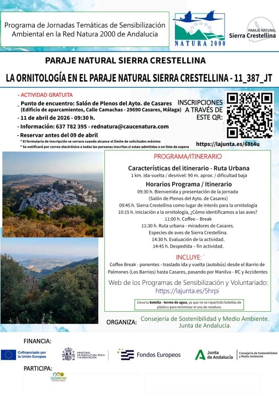 La ornitología del Paraje Natural Sierra Crestellina